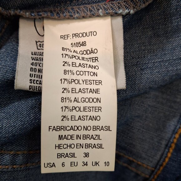 Cantail Jean Jacket Sz 6 Cropped Jean Jacket Stretchy Relaxed Fit In Waist - Picture 14 of 16